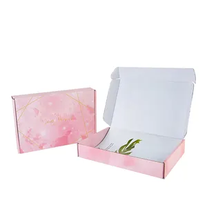 免费设计桃色瓦楞纸彩妆包装盒，用于bb霜/液体唇膏/假睫毛/指甲/刷子