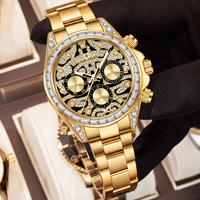 Luxuriöse Herren-Mechanikuhr aus Edelstahl 42mm Multifunktionale Montre mit Drei Hilfszifferblättern Diamant-Chronograph für Männer