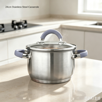 Ensemble de casseroles en acier inoxydable de qualité supérieure, robustes, écologiques, compatibles avec le four et la lave-vaisselle, avec couvercles en verre, pour cuisinières à induction et à gaz