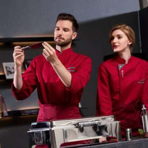 Moda blanco Triángulo Escote Uniforme Para Mesero De Restaurante Chef Uniforme Diseño Imagen - Product Image 5