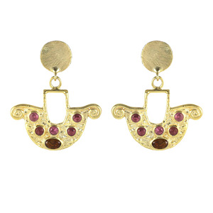 Boucles d'oreilles en laiton plaqué or avec tourmalines multicolores, magnifiques, pour un usage quotidien, bijoux tendance 2026 - Product Image 1