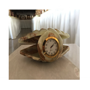 Horloge en forme de coquille de palourde en marbre onyx de qualité supérieure à prix de gros bas - Product Image 1
