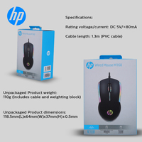 Penjualan Terbaik grosir murah h-p M160 Mouse Gaming berkabel LED cair 3D aksesoris Flash USB bisu untuk rumah kantor Desktop Laptop