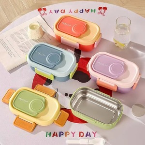 Boîte à lunch rectangulaire simple en acier inoxydable 304, personnalisable avec logo, vente en gros <span class=keywords><strong>d</strong></span>'usine - Product Image 2