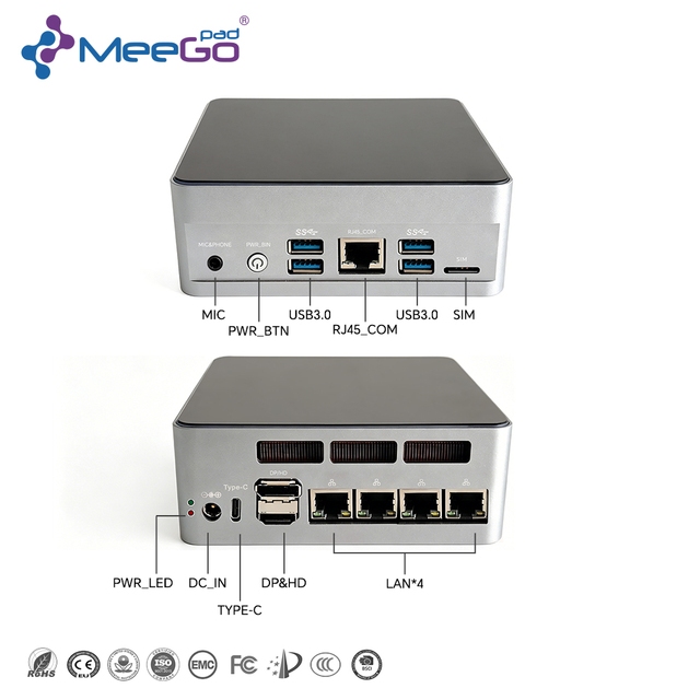 Meegopad Mini PC Intel Core Ultra 7 155H Ultra 9 185H 4*2.5G LAN Type C 64GB DDR5 1TB NVMe AI Desktop Computer Mini PCS