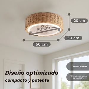 <b>Ceiling</b> <b>Fan</b> 20 Inches LED Light 15W Wicker <b>Remote</b> <b>Control</b> Indoor Use - Product Image 5