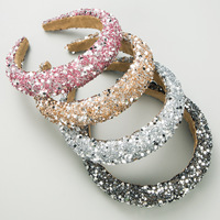 Étincelant plein diamant strass bandeau perlé éponge Sequin fête bandes de cheveux accessoires de cheveux pour femmes