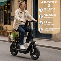 Scooter Eléctrico Plegable Apefox C14 para Adultos, para Desplazamientos Urbanos, con Asiento y Cesta Trasera, Disponible en Almacén de la UE