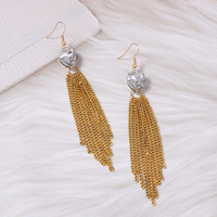 Boucles d'oreilles pendantes minimalistes polyvalentes en fer, style international, avec zircon taillé en cœur et pampilles longues, éclatantes d'élégance