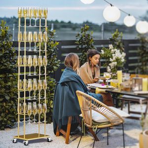 Support à champagne sur pied avec roulettes, porte-verres en métal à 5 niveaux pour mariage, fête, événement - Product Image 1