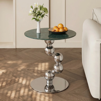 Table d'appoint minimaliste moderne en acier avec plateau en marbre, table de salon, table de chevet BTCT032 pour le salon