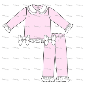 <span class=keywords><strong>Pigiama</strong></span> Pasquale per Bambini con Colletto Peter Pan in <span class=keywords><strong>Cotone</strong></span>, Set Personalizzati con Volant per Bambine - Product Image 3