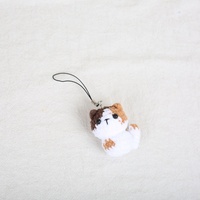 Gantungan Kunci Rajutan Tangan Kucing Calico Lucu, Hiasan Tas Ransel, Liontin Boneka Hewan Kreatif, Gantungan Kunci Rajut Benang