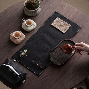 Alfombrilla de té de estilo chino cosida a mano, alfombrilla aislante del calor y antiescaldaduras de estilo chino para el hogar, posavasos para tazas de té - Product Image 3