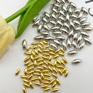 Perles ovales dorées et argentées 3x6mm, plaquées, à trou droit, pour la création de bijoux DIY - Product Image 2