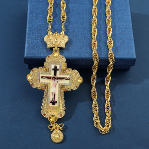 东正教十字架吊坠项链钛钢链珠宝天主教堂器皿项链 - Product Image 3