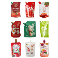 Condiments de cuisine avec logo personnalisé emballage debout de qualité alimentaire sac d'emballage de pâte de tomate sachets à bec pour sauce ketchup