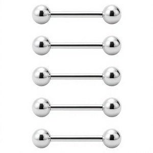 Piercing Labret Industriel en Acier Inoxydable Plaqué Argent avec Extrémité à Bille, Bijou Unisexe pour Usage Quotidien - Product Image 3
