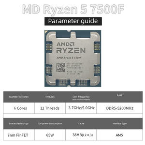 Processeur de bureau neuf en tray, haute qualité, pour 5 7500F 6C/12T 3.7GHz 5GHz 5nm AM5 débloqué DDR5 - Product Image 3