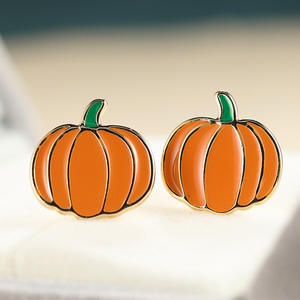 Pendientes de Calabaza Dorada E3526 para Mujer, Joyería de Aleación Moderna y Bonita con Diseño de Fruta Naranja - Product Image 4