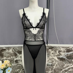 Conjunto de Lencería Íntima de Encaje Negro Transparente Personalizado de Primavera, Ropa de Dormir Sensual de Malla de Encaje, Conjunto Sensual de Ropa Interior - Product Image 6