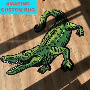 Alfombras hechas a mano de aguacate verde personalizadas Alfombra antideslizante duradera con forma de troquelado Alfombrillas abstractas para interiores - Product Image 4