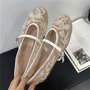 Women's Retro Lace Floral Embroidery Summer Flats Large Size 43 Spring Fashionable Hollow Mesh Flat <b>Shoes</b> - Product Image 5