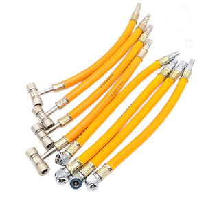 Tuyau de gonflage de pneus à double tête avec valve à rotation rapide pour camionnette, gonflage rapide, en acier au carbone, orange - Product Image 4