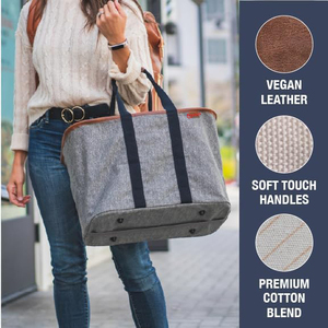 Fourre-tout pliable <span class=keywords><strong>Heather</strong></span> Sac fourre-tout structuré avec poignées Fond renforcé Sac d'épicerie réutilisable Sac à provisions - Product Image 5