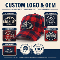 Op maat gemaakte Buffalo Plaid Baseball Cap 6 Panel Flanellen Rood Marine Ruit Verstelbaar Unisex Buiten Winter OEM Groothandel Lage MOQ