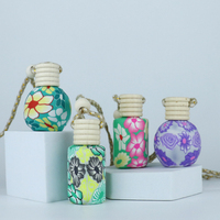 Bouteille diffuseur de parfum pour voiture vide en verre coloré de 10 ml, flacon de parfum pour voiture, désodorisant d'air avec bois