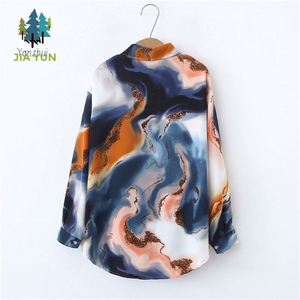 2026 Top-Mode Frühling Knopfleisten-Tie-Dye-Bluse Maßgeschneidertes Satin-Hemd für Damen - Product Image 2