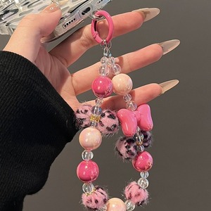 Pendentif élégant imprimé léopard avec pompon perlé et clips transparents pour sacs à main, bracelets et lanières universelles pour coques <span class=keywords><strong>de</strong></span> <span class=keywords><strong>téléphone</strong></span> portable - Product Image 4