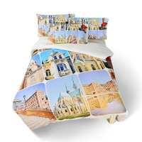 Drap de lit en polyester imprimé 3d bon marché drap de lit double housses d'oreiller ensemble de housse de couette draps pour lit d'enfants