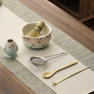 Juego de tazas de matcha Floral Bud para el lanzamiento de la nueva colección transfronteriza para amantes del matcha, que incluye <span class=keywords><strong>tetera</strong></span> de cerámica Floral Bud, <span class=keywords><strong>plato</strong></span> de bambú y caja de regalo con paño de limpieza. - Product Image 1