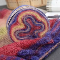 Fil de laine de soie et de mohair pour châle et pull, laine fine pour tricot à la main, fil fantaisie avec propriétés antistatiques et antibactériennes, motif teint