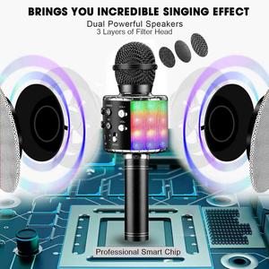 Microfono Karaoke Wireless con luci a LED controllabili altoparlante portatile per Karaoke portatile compleanno di natale - Product Image 5