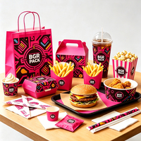 Boîte à frites en papier recyclable avec logo personnalisé, emballage pour hamburgers et poulet à emporter, pour la restauration rapide