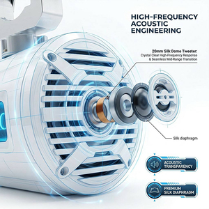 Haut-parleur de tour de wakeboard marin certifié ISO9001, 6,5 pouces, 125W RMS, étanche IPX7, blanc, audio pour <span class=keywords><strong>bateau</strong></span>, logo LED RGB personnalisé, OEM/ODM SEA0 - Product Image 4