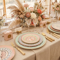 Service de vaisselle en porcelaine fine avec bord doré, motif animaux de la savane (Girafe, Zèbre, Tigre) – Assiettes de dîner en céramique pour mariage