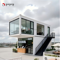 Villa de luxe préfabriquée pliable 3-en-1 de 20 pieds, maison portable moderne en panneaux sandwich pour habitation, salon et bureau extérieur