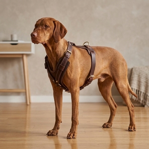 Großhandel Robustes <span class=keywords><strong>Leder</strong></span>-Hundegeschirr Y-förmig Anti-Würge-Brustgurt 4mm Dickes Echtes Rindsleder für Große Rassen - Product Image 1