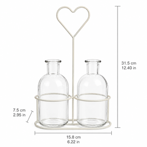 Jarrón de Vidrio Transparente Doble <span class=keywords><strong>con</strong></span> Marco de Corazón Blanco, Contenedor Floral para Floristería, Cafetería, Hotel, Exhibición en Tiendas, Suministro para Exportación - Product Image 2
