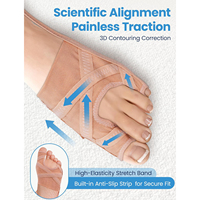 Correcteur d'hallux valgus pour femmes et hommes, redresseur et ajusteur d'orteils respirant, attelle et coussinet de soulagement de l'hallux valgus, séparateur d'orteils gros et petit