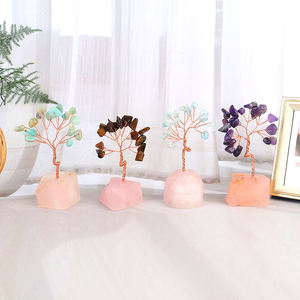 Wholesale Natural Stones Gemstones Lucky <b>Trees</b> Rose Quartz Raw Stone Bases Crystal <b>Trees</b> for Feng Shui Decoration - Product Image 4