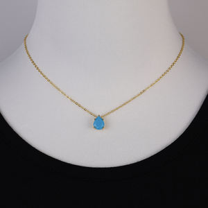 Collar de piedra turquesa con gota de agua de eslabones finos chapados en oro de 18 quilates, diseño elegante y moderno para aniversario Diario Femenino delicado - Product Image 4