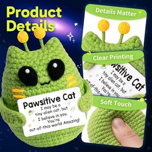 Mini Gato Alien de Peluche Hecho <span class=keywords><strong>a</strong></span> Mano, Ideal como Regalo para Amigos, Compañeros de Trabajo o Hermanos - Product Image 6