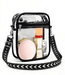 Borsa a tracolla trasparente impermeabile con tracolla regolabile in jacquard, disponibile nelle taglie grande, media e piccola. - Product Image 1