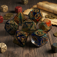 Jeu de dés en verre polyédriques personnalisés avec D6, D20, D12 et plus – Ensemble de 7 pièces colorées et écologiques pour jeux de société Dungeons & Dragons