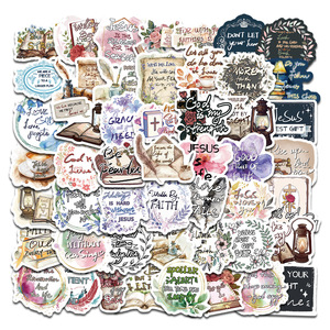 50 piezas de frases cortas inspiradoras en inglés de la Biblia pegatinas impermeables de PVC para portátiles, cuadernos, <span class=keywords><strong>bolsos</strong></span> y cascos - Product Image 1